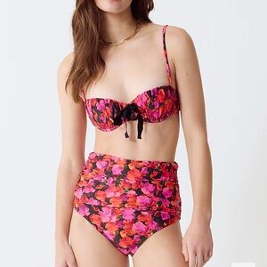 J. Crew Ruched Bikini Top & Bottom in Pansy Floral
